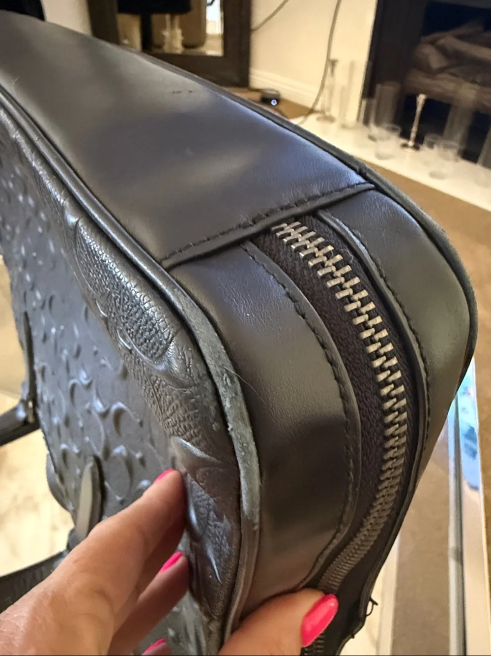 Coach• Black Graham Slim Brief in Signature Leather, Embossed
